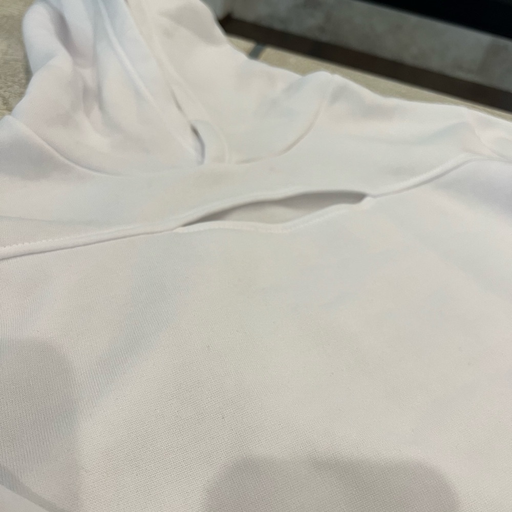 White Hoodie Crop Top - Picture 3 of 7